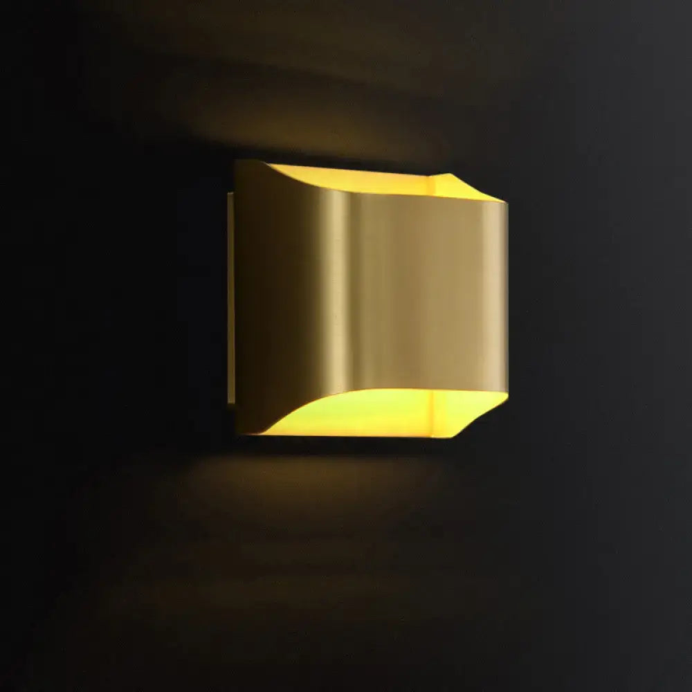 Brass Geometric Wall Sconce Decorbites gold metal wall light with warm glow on Tampa Home & Garden Store