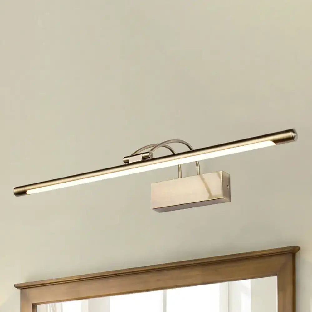 Modern brushed brass LED bathroom wall sconce, linear bar with rectangular mount Decorbites on Tampa Home & Garden Store