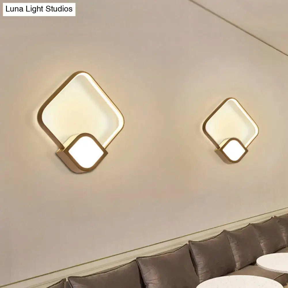 Decorbites Gold White LED Sconce pair with geometric diamond frames, wall-mounted lighting on Tampa Home & Garden Store