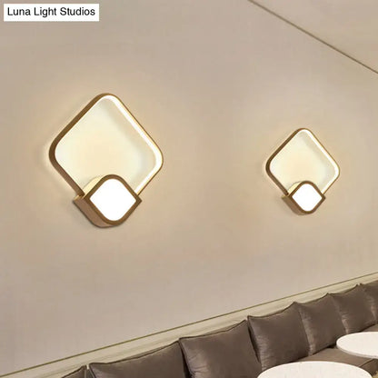 Decorbites Gold White LED Sconce pair with geometric diamond frames, wall-mounted lighting on Tampa Home & Garden Store