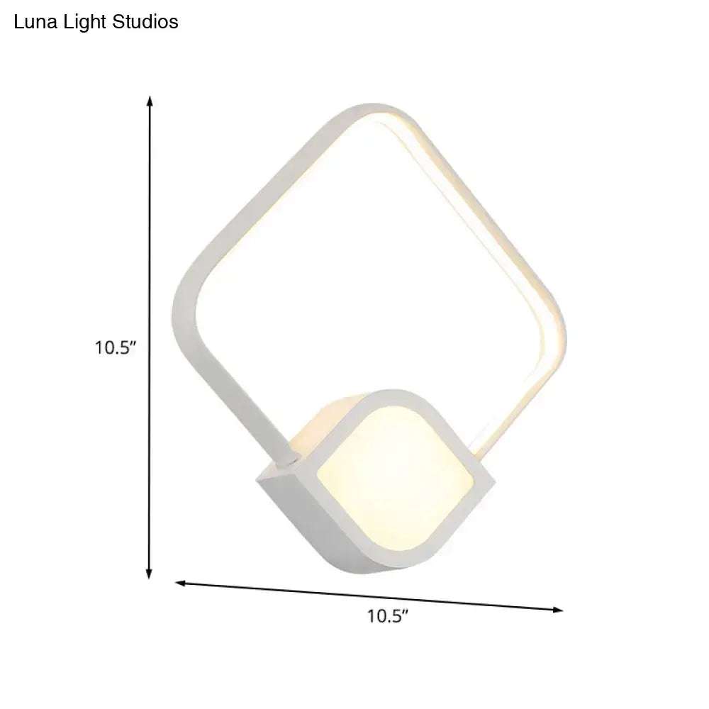 Decorbites Gold White LED wall sconce with geometric diamond frame, warm glow on Tampa Home & Garden Store