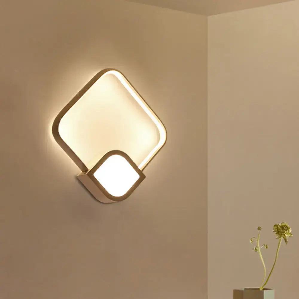 Gold White LED Sconce wall light with geometric diamond frames by Decorbites, warm glow on Tampa Home & Garden Store