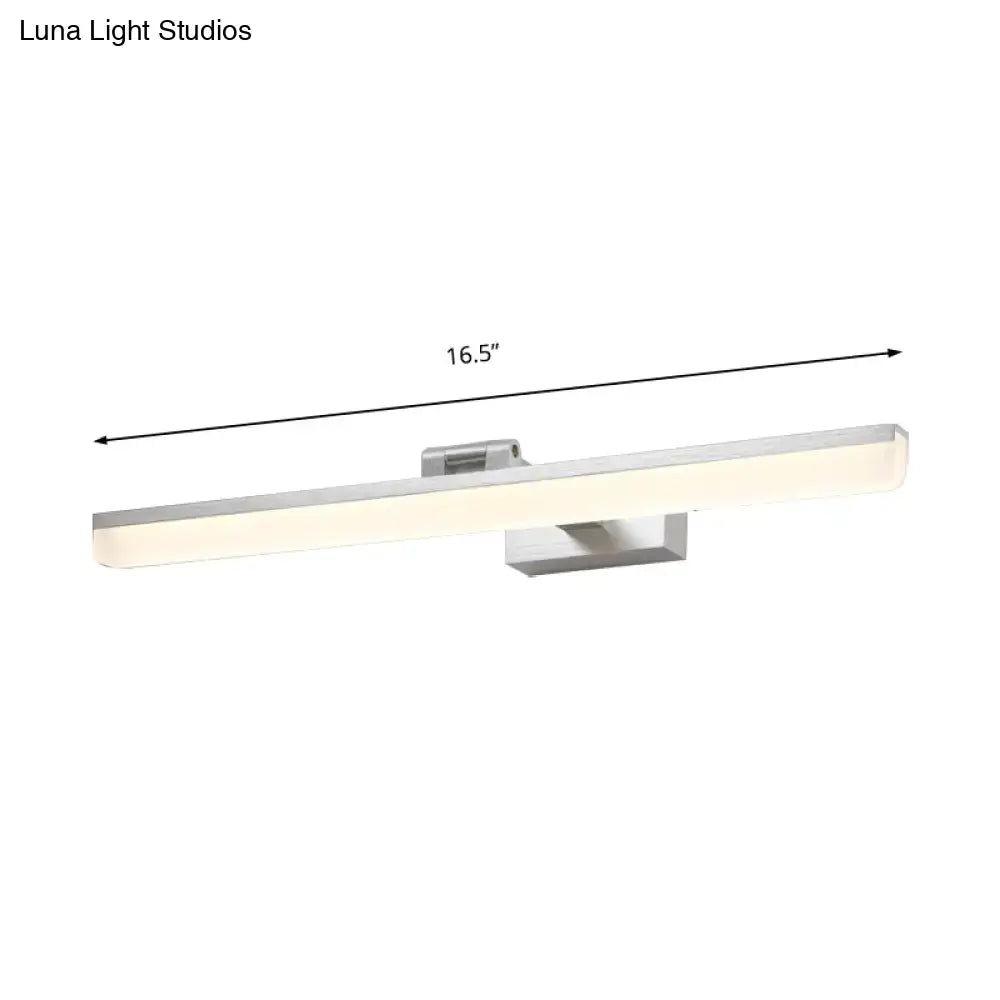 Modern brushed metal LED vanity sconce with frosted diffuser, 16.5in wide on Tampa Home & Garden Store