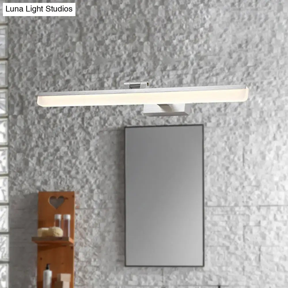 Modern brushed metal LED vanity light bar over bathroom mirror 110–120V on Tampa Home & Garden Store