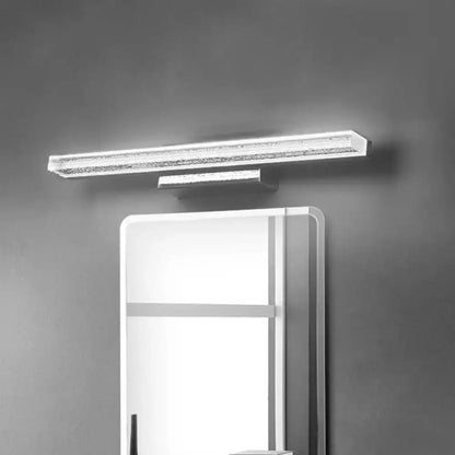 Decorbites Metallic LED Vanity Sconce, brushed metal horizontal bar lighting above mirror on Tampa Home & Garden Store