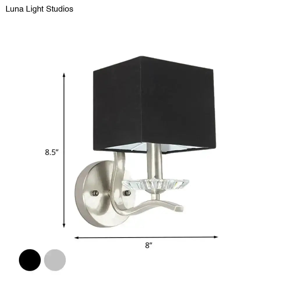 Modern Brushed Nickel Bedside Lamp With Crystal