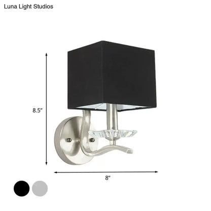 Modern Brushed Nickel Bedside Lamp With Crystal