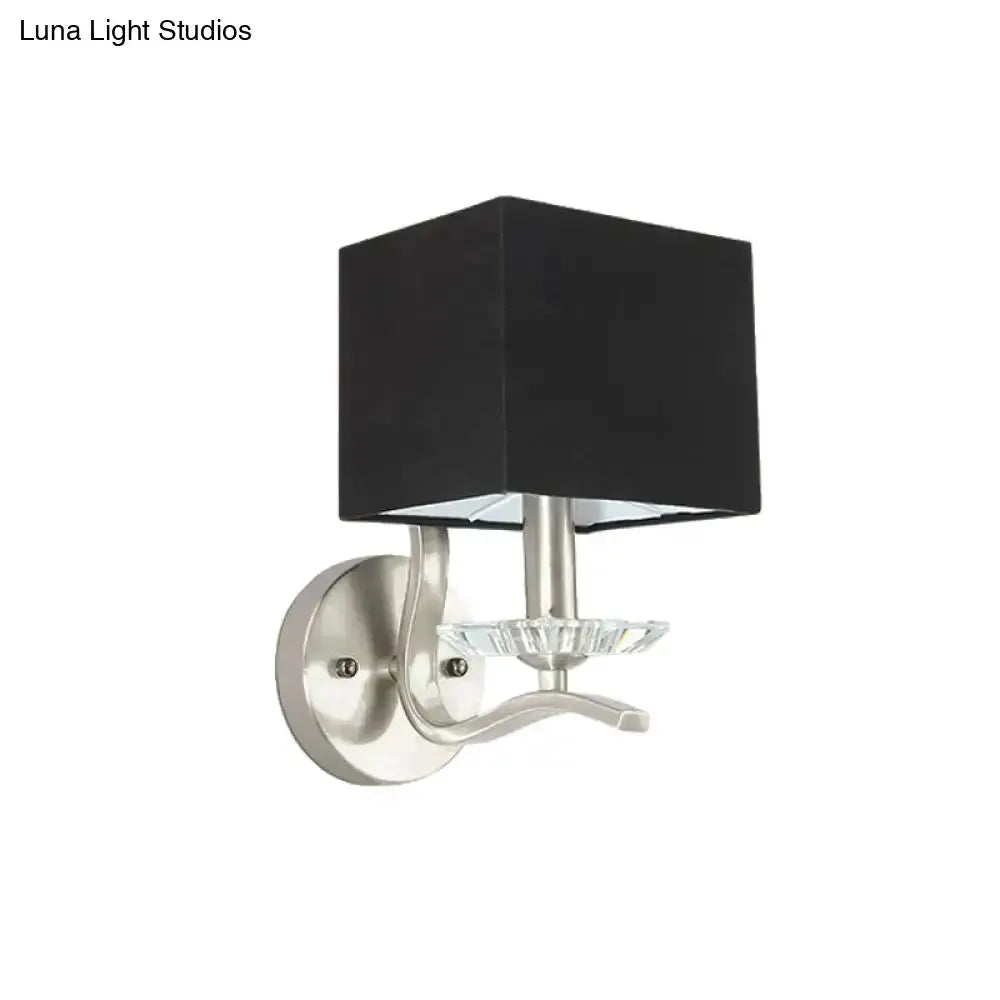 Modern Brushed Nickel Bedside Lamp With Crystal