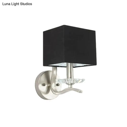 Modern Brushed Nickel Bedside Lamp With Crystal