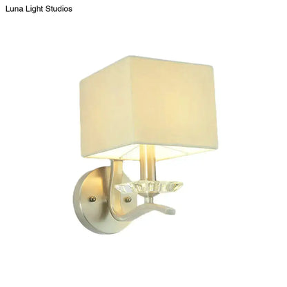 Modern Brushed Nickel Bedside Lamp With Crystal