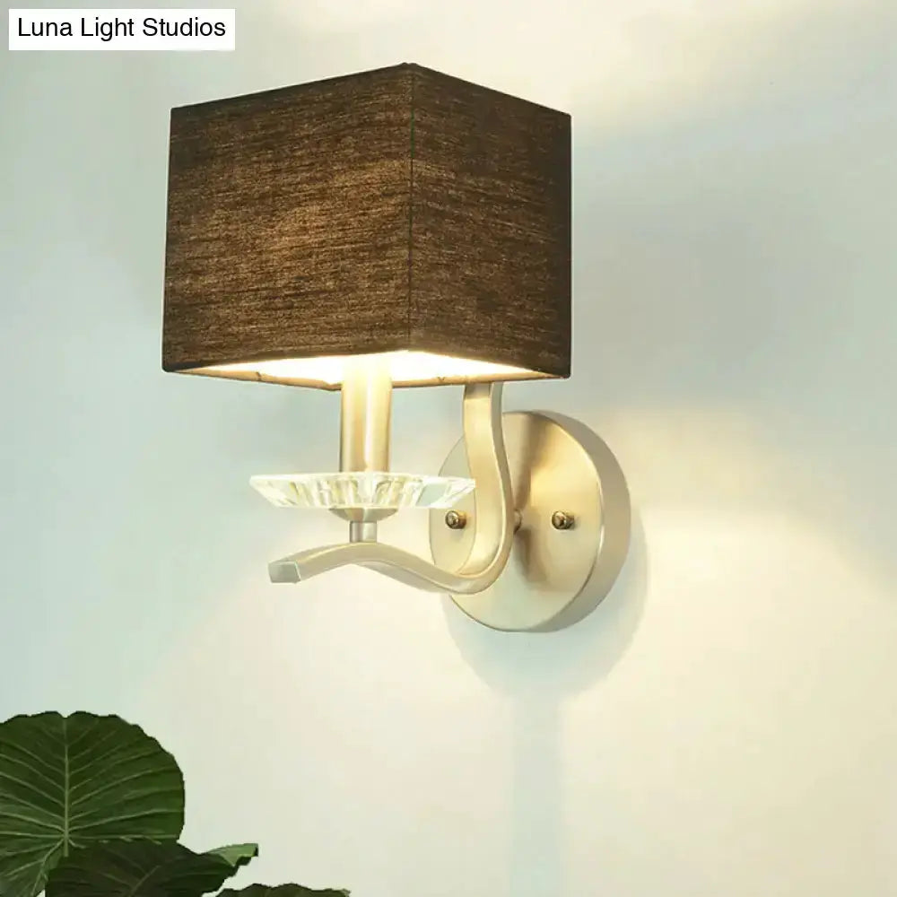 Modern Brushed Nickel Bedside Lamp With Crystal