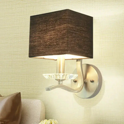 Modern Brushed Nickel Bedside Lamp With Crystal