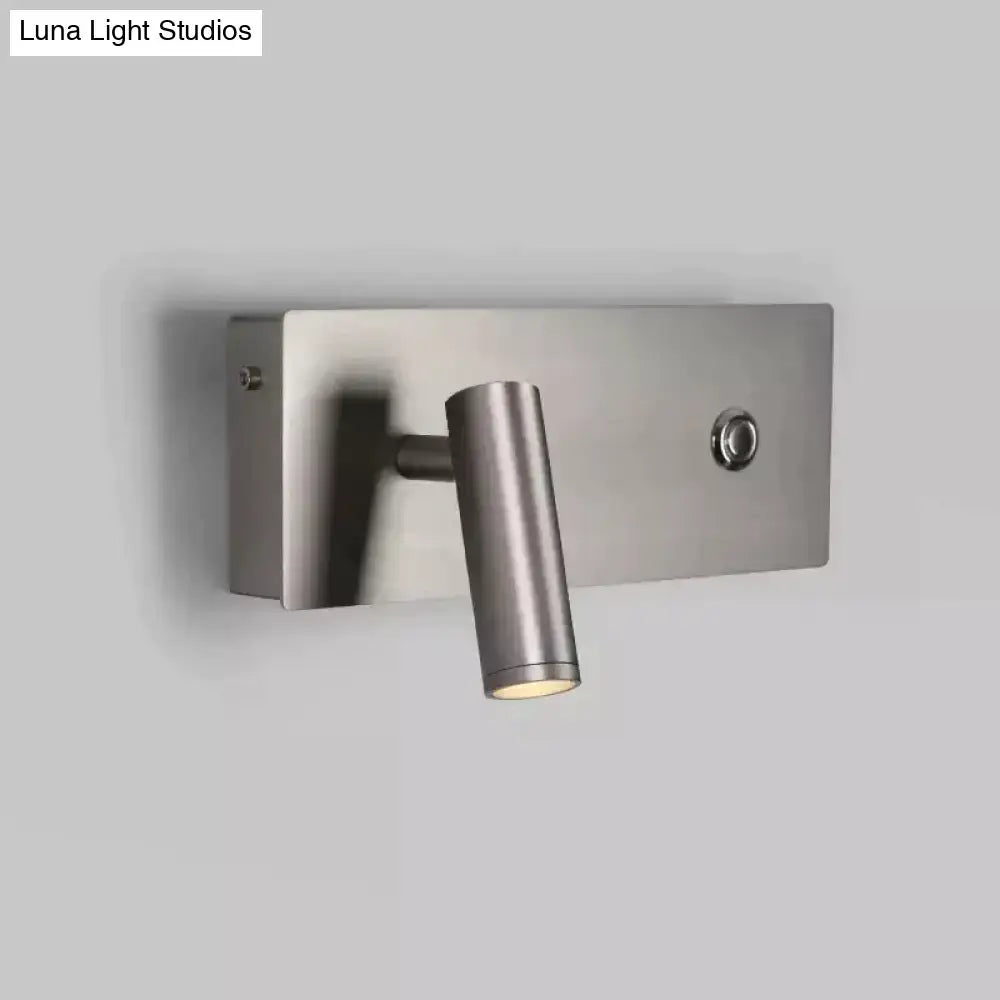 Nickel dimmable wall light wall sconce with backplate and adjustable cylindrical head on Tampa Home & Garden Store