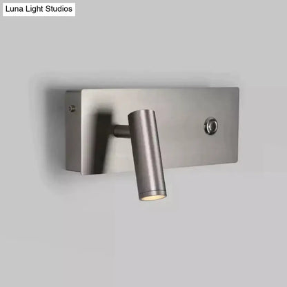 Nickel dimmable wall light wall sconce with backplate and adjustable cylindrical head on Tampa Home & Garden Store