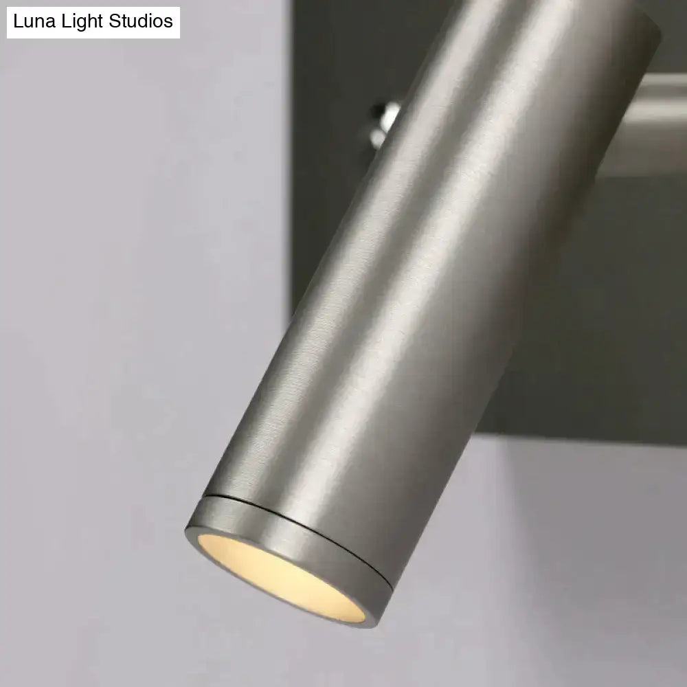 Nickel dimmable wall light, brushed metal cylindrical wall sconce by Decorbites on Tampa Home & Garden Store