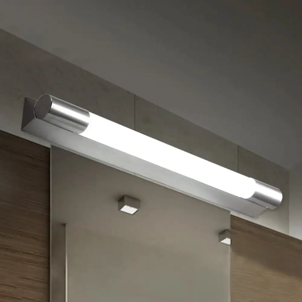 Nickel warm vanity light bar with chrome end caps, wall mounted above mirror on Tampa Home & Garden Store