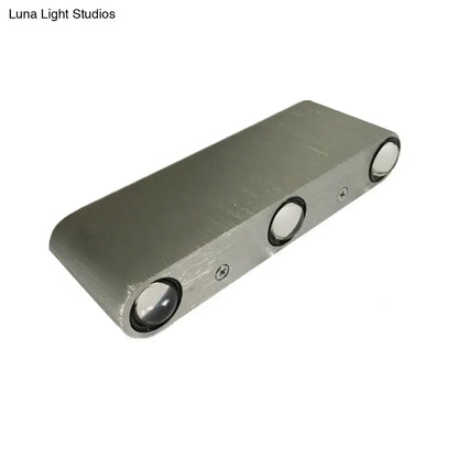 Nickel rectangular wall lamp with three round light modules in a brushed metal bar Decorbites on Tampa Home & Garden Store
