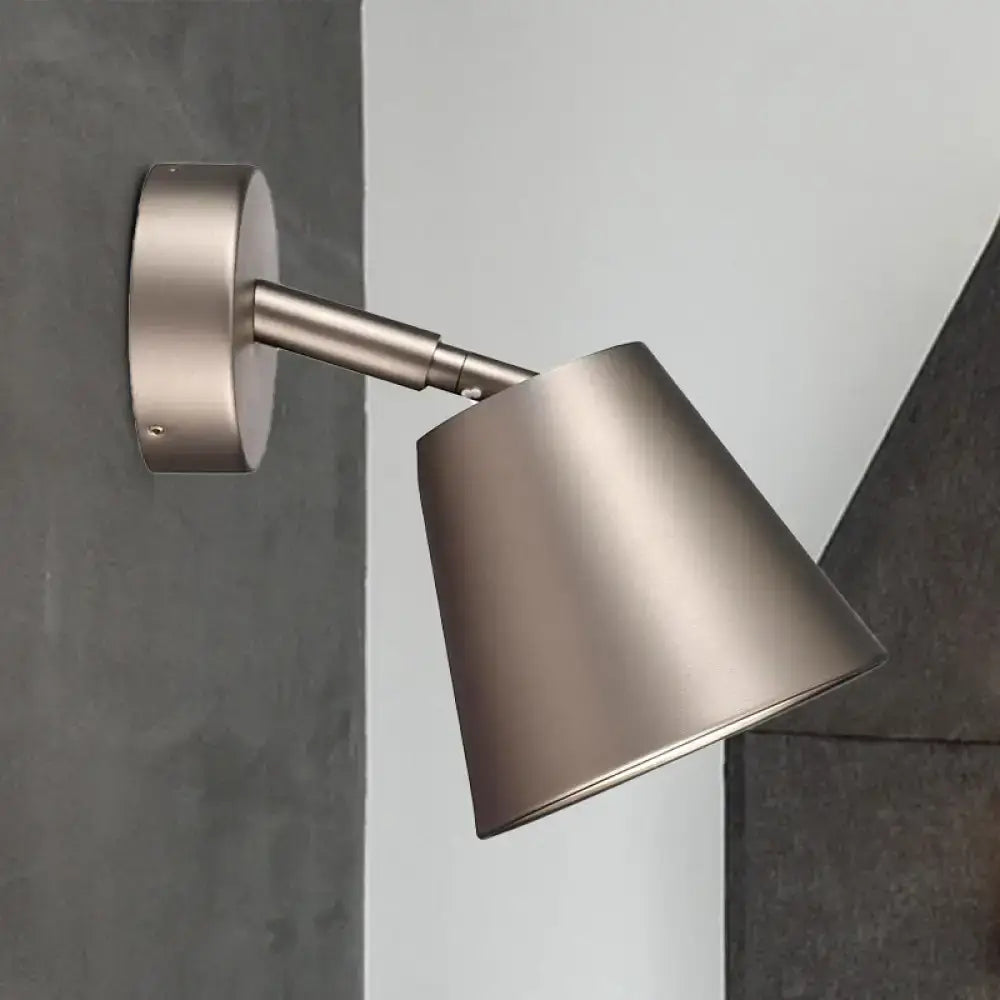 Tapered LED Bathroom Wall Sconce - Minimalist Metal Design - 1 Head - White/Chrome
