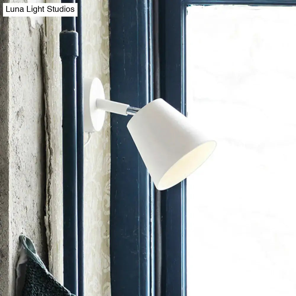 Tapered LED Bathroom Wall Sconce - Minimalist Metal Design - 1 Head - White/Chrome