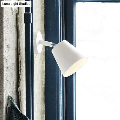 Tapered LED Bathroom Wall Sconce - Minimalist Metal Design - 1 Head - White/Chrome