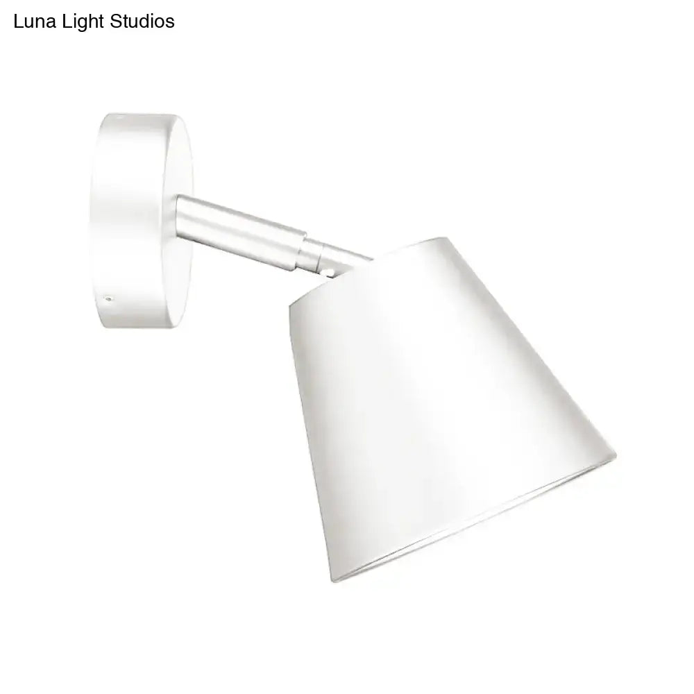Tapered LED Bathroom Wall Sconce - Minimalist Metal Design - 1 Head - White/Chrome