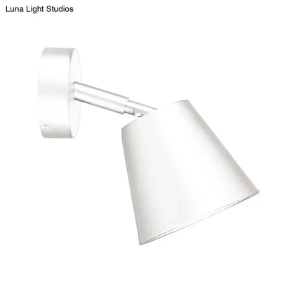 Tapered LED Bathroom Wall Sconce - Minimalist Metal Design - 1 Head - White/Chrome