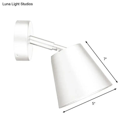 Tapered LED Bathroom Wall Sconce - Minimalist Metal Design - 1 Head - White/Chrome