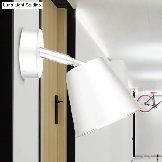 Tapered LED Bathroom Wall Sconce - Minimalist Metal Design - 1 Head - White/Chrome - Tampa Home & Garden Store