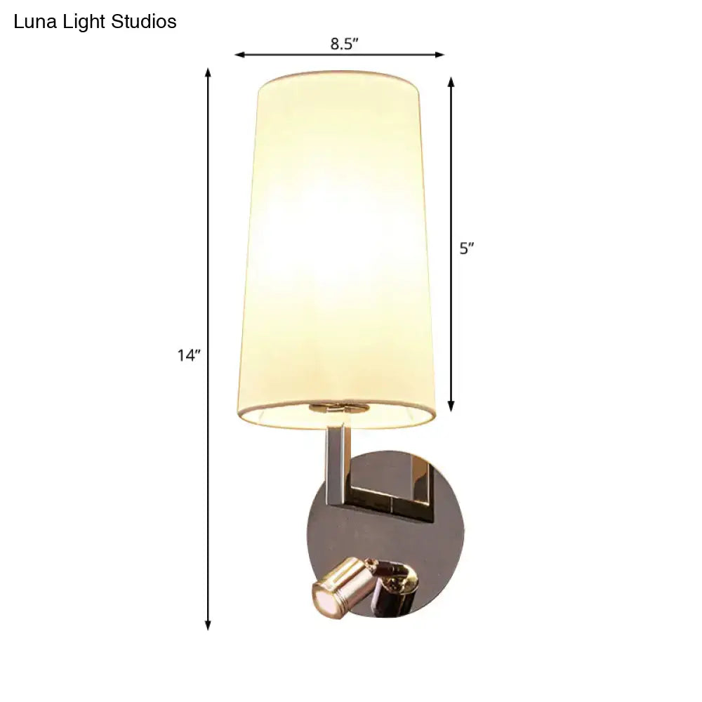 Nickel wall sconce light with cream fabric drum shade, 14 in tall by Decorbites on Tampa Home & Garden Store