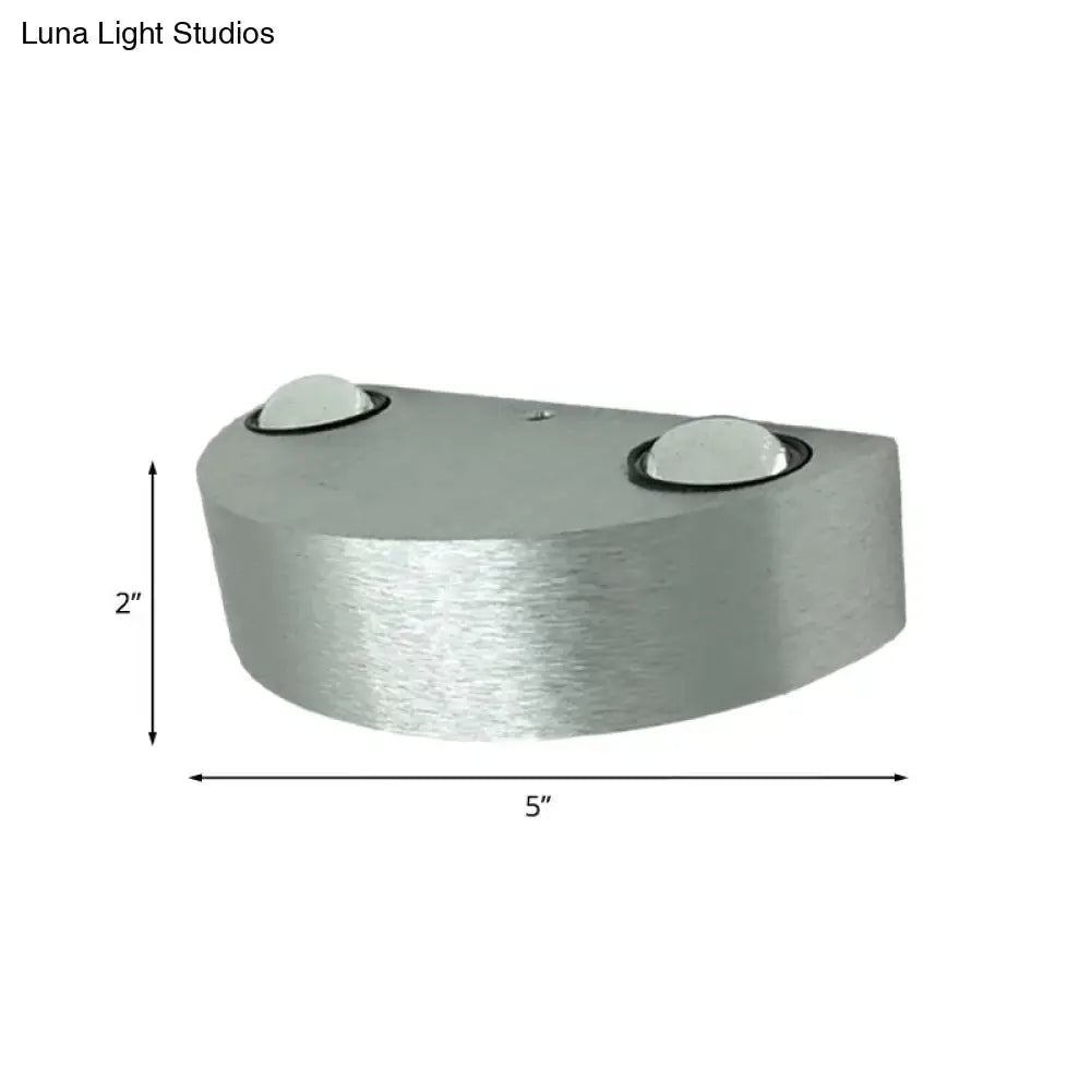 Silver LED flush wall sconce with dual domed lights, brushed metal, 5in long 2in high Decorbites on Tampa Home & Garden Store