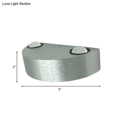 Silver LED flush wall sconce with dual domed lights, brushed metal, 5in long 2in high Decorbites on Tampa Home & Garden Store