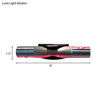 Silver LED Wall Sconce Pink by Decorbites, chrome finish metal, 8in long on Tampa Home & Garden Store
