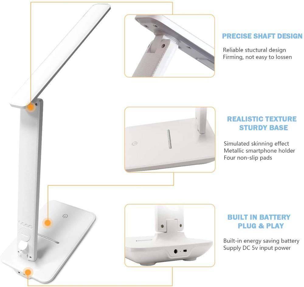 Stevvex white foldable desk lamp with touch control and adjustable arm on Tampa Home & Garden Store