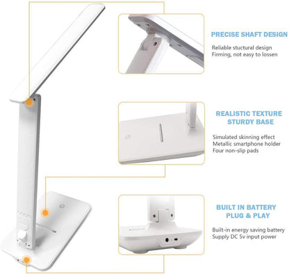 Stevvex white foldable desk lamp with touch control and adjustable arm on Tampa Home & Garden Store