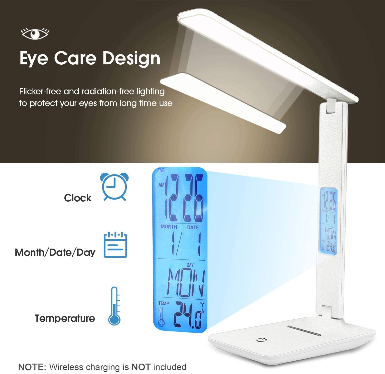 Desk lamp Stevvex ST125164AYY white foldable LED with calendar and temperature clock on Tampa Home & Garden Store