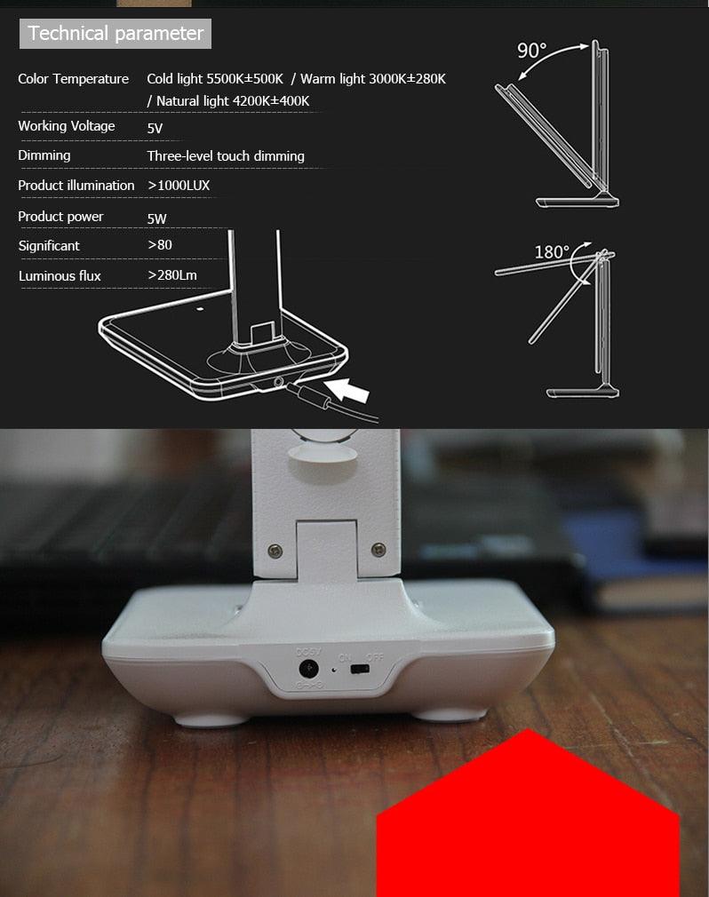Stevvex ST125164AYY LED desk lamp white foldable arm with touch dimming desk light on Tampa Home & Garden Store