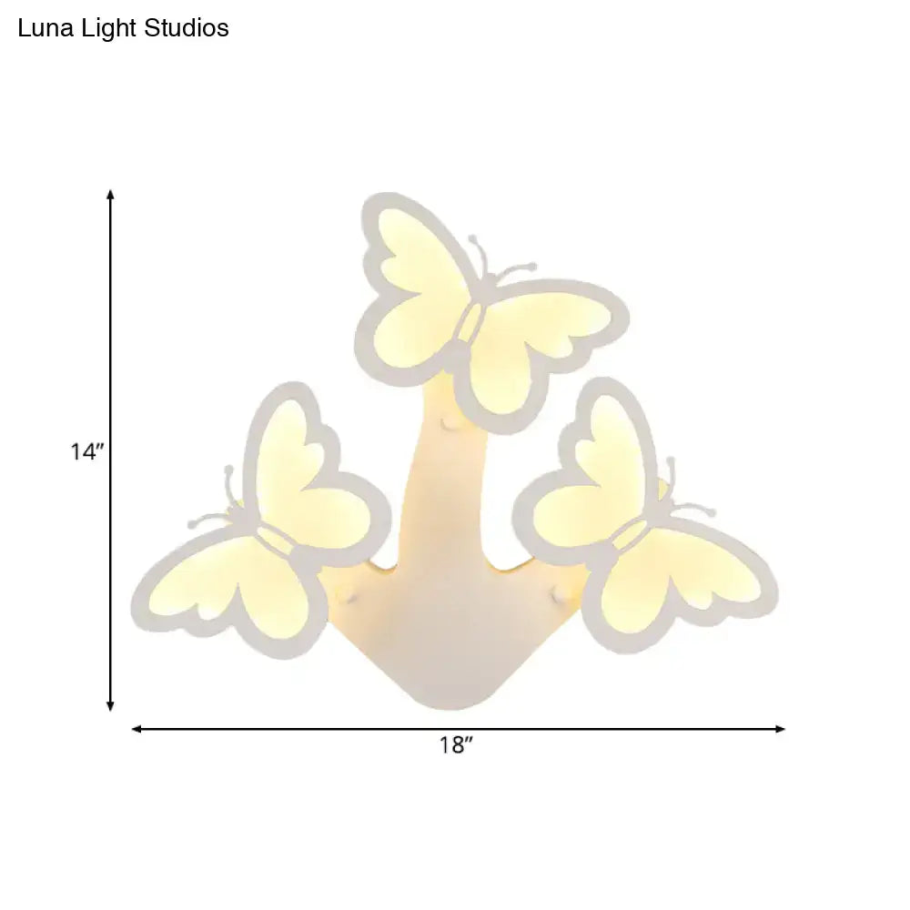 White acrylic wall sconce with butterfly accents and soft glow, 1-3 light by Decorbites on Tampa Home & Garden Store