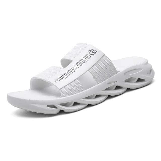 Stevvex white memory-foam slide sandals with cushioned footbed and sculpted hollow-sole on Tampa Home & Garden Store