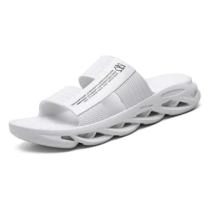 Stevvex white memory-foam slide sandals with cushioned footbed and sculpted hollow-sole on Tampa Home & Garden Store