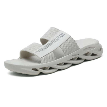Slide slippers Stevvex men's white memory-foam with textured strap, casual pool sandals on Tampa Home & Garden Store