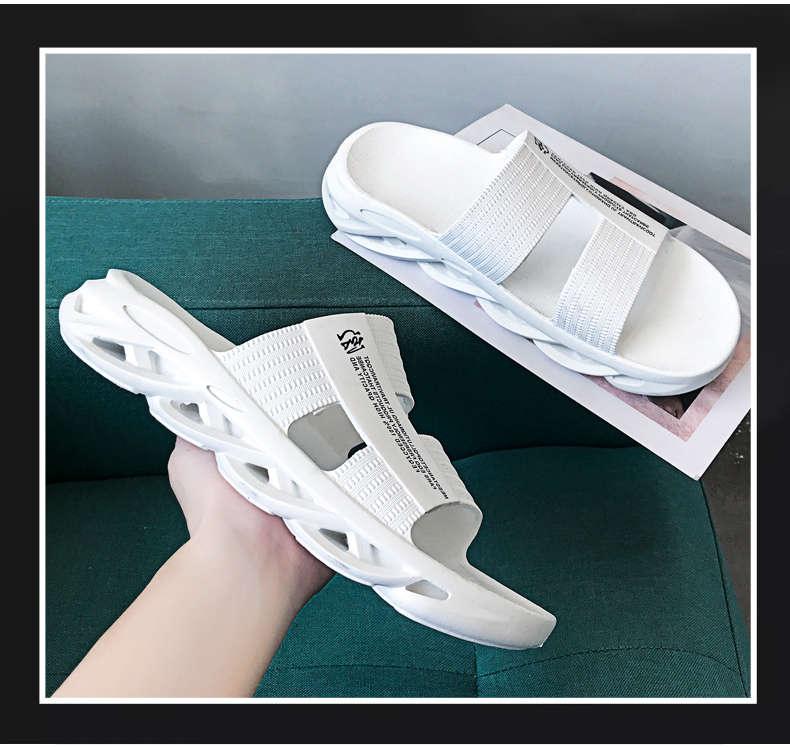 Stevvex white memory-foam slide sandals with textured strap, pair of men's outdoor slippers on Tampa Home & Garden Store