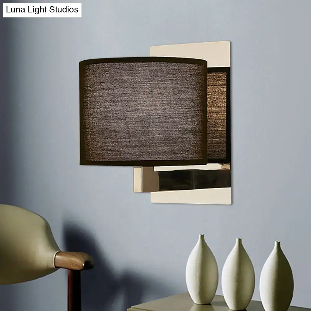 Charcoal drum fabric sconce wall light by Decorbites with chrome backplate on Tampa Home & Garden Store
