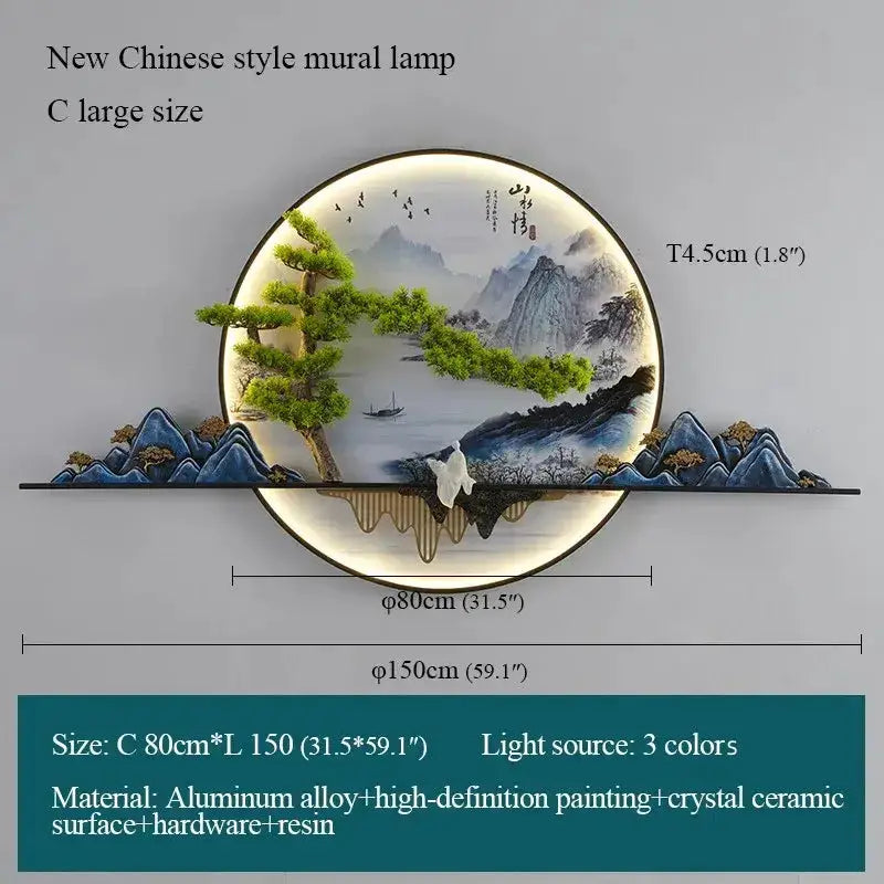 Decorbites LED Chinese landscape lamp circular 80cm inner, 150cm diameter, 3-color light on Tampa Home & Garden Store