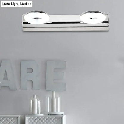2/3 Head Bathroom Wall Vanity Light with Acrylic Shade - Silver Finish, Warm/White Lighting
