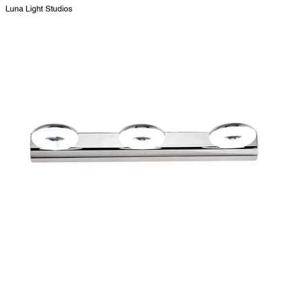 2/3 Head Bathroom Wall Vanity Light with Acrylic Shade - Silver Finish, Warm/White Lighting