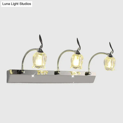 Chrome Crystal 3-Bulb Vanity Light by Decorbites three gooseneck arms and crystal shades on bar on Tampa Home & Garden Store