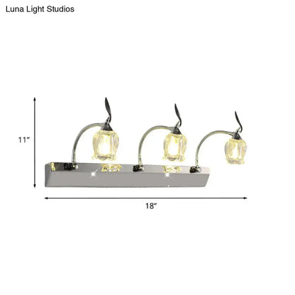 Chrome Crystal 3-bulb vanity light fixture by Decorbites with glass shades on Tampa Home & Garden Store