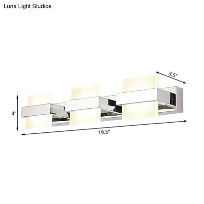 White Acrylic LED Vanity Wall Light: Simple Square Fixture, 3/4 Lights, Bathroom Mirror Lamp