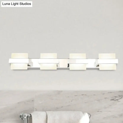 White Acrylic LED Vanity Wall Light: Simple Square Fixture, 3/4 Lights, Bathroom Mirror Lamp
