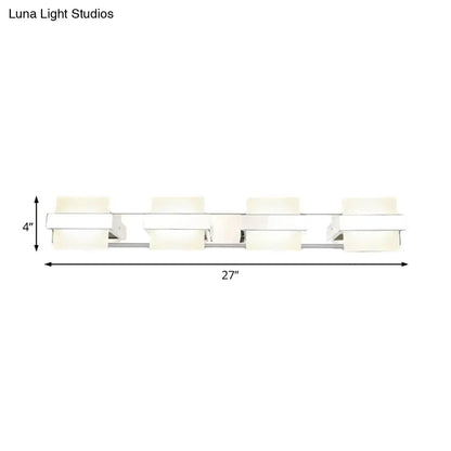 White Acrylic LED Vanity Wall Light: Simple Square Fixture, 3/4 Lights, Bathroom Mirror Lamp